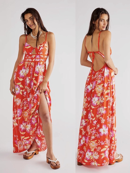 Free People Dresses & Skirts - Free People Wisteria vibrant floral Maxi Dress Pop Combo size medium summer